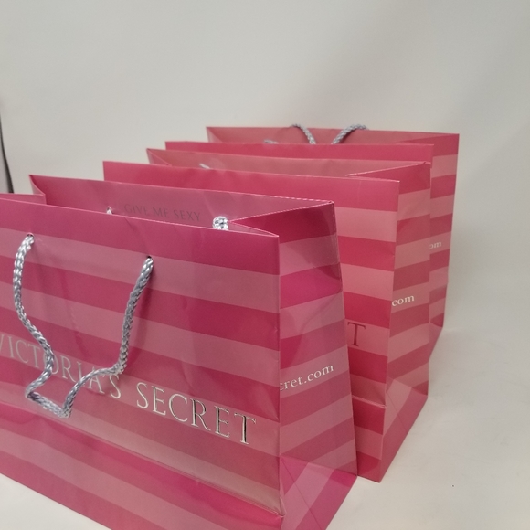 Victoria's Secret Set / 3 Paper Shopping Bags Medium Pink Silver Good - Picture 8 of 10